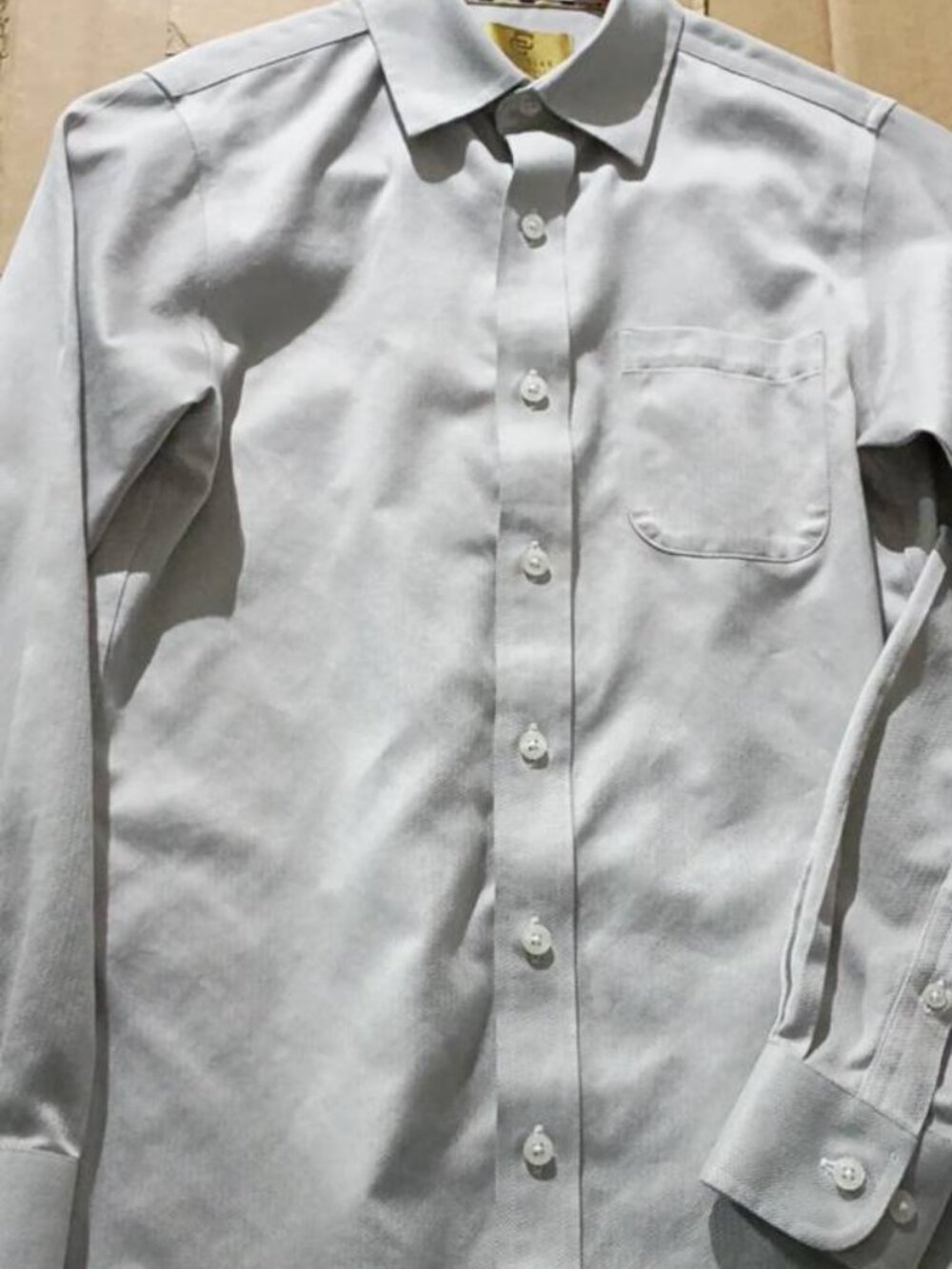 Classic Club Gold Label boys 10-12 gray button formal dress shirt cotton